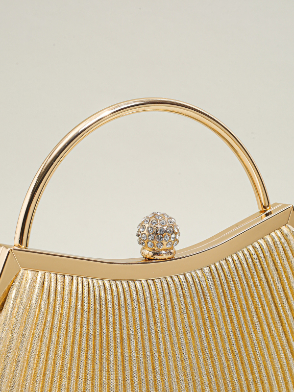 Geantă de seară crossbody cu pliuri, material poliester, căptușeală poliester, formă scoică, închidere cu lacăt