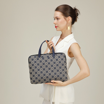 Geantă pentru laptop din PU, stil urban simplu, formă orizontal pătrată, închidere cu fermoar, căptușeală din poliester, buzunare interne: buzunar secret cu fermoar, buzunar pentru telefon și buzunar pentru ID.