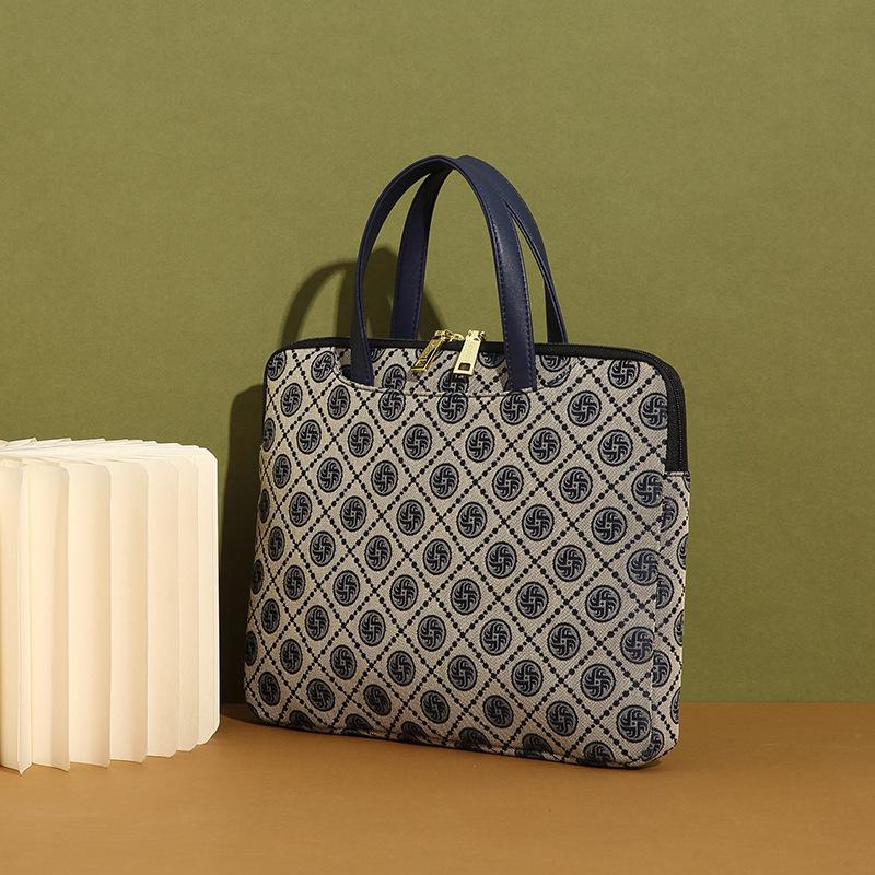 Geantă pentru laptop din PU, stil urban simplu, formă orizontal pătrată, închidere cu fermoar, căptușeală din poliester, buzunare interne: buzunar secret cu fermoar, buzunar pentru telefon și buzunar pentru ID.