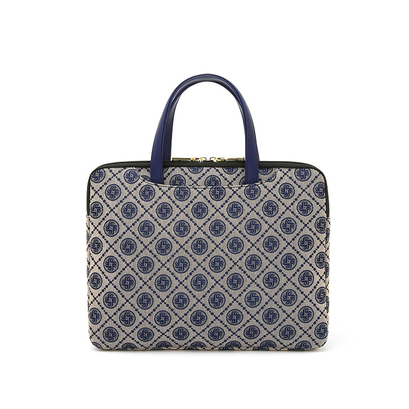 Geantă pentru laptop din PU, stil urban simplu, formă orizontal pătrată, închidere cu fermoar, căptușeală din poliester, buzunare interne: buzunar secret cu fermoar, buzunar pentru telefon și buzunar pentru ID.