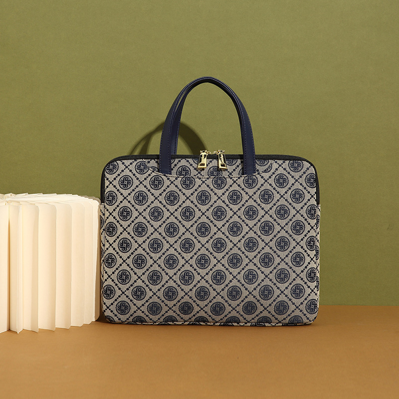 Geantă pentru laptop din PU, stil urban simplu, formă orizontal pătrată, închidere cu fermoar, căptușeală din poliester, buzunare interne: buzunar secret cu fermoar, buzunar pentru telefon și buzunar pentru ID.