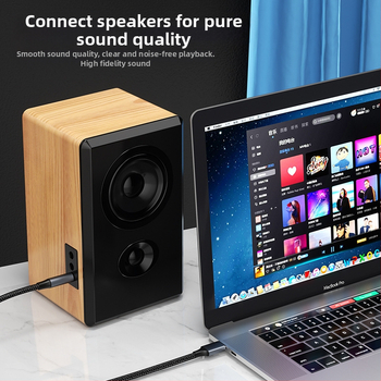 USB към 3.5 мм аудио кабел за PC – никелирано покритие, нейлоново ядро, медни проводници, тегло 0.03 кг