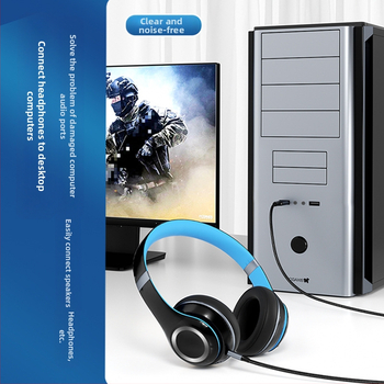 USB към 3.5 мм аудио кабел за PC – никелирано покритие, нейлоново ядро, медни проводници, тегло 0.03 кг