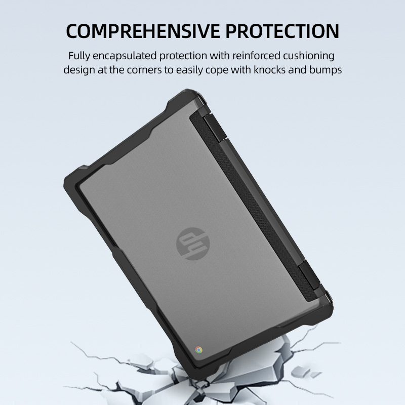 Защитен калъф за Chromebook HP Fortis X360 G3/J – военна защита с три направления, TPU+PC, инжекционно формоване, съвместим с HP X360 G3/G4