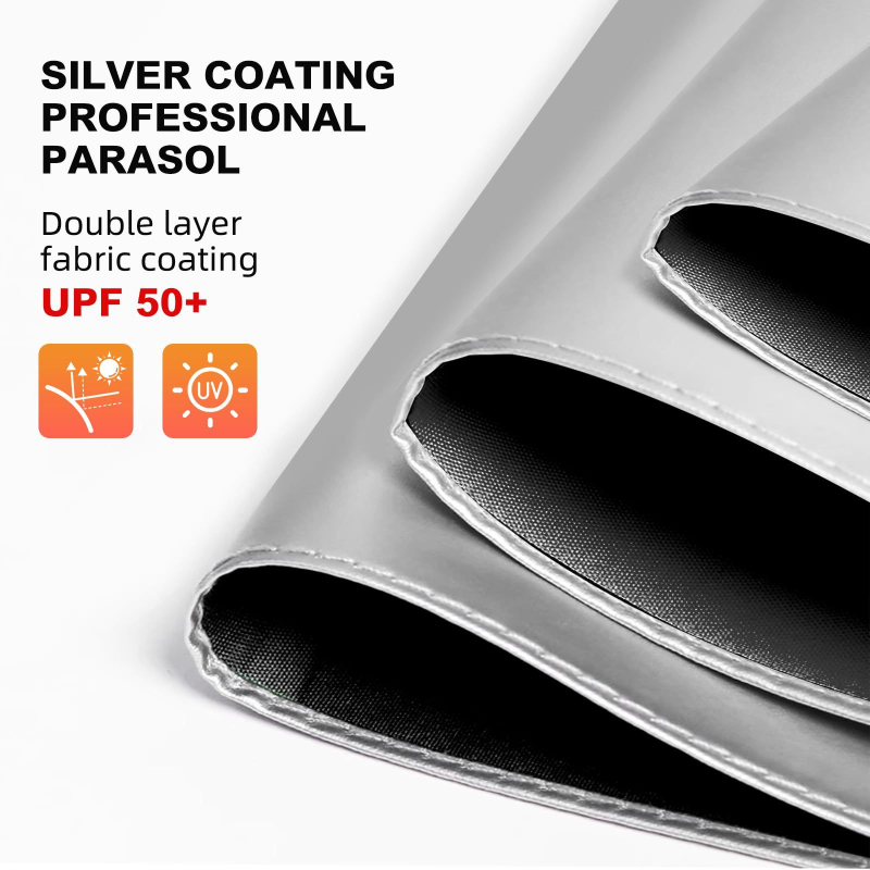 Minimalistinis sulankstomas skėtis su geležine rankena, rankinis atidarymas uždarymas, UV apsauga UPF 40+, logotipo spauda.