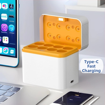 8-слотово интелигентно флип зарядно за AA NiMH батерии, Type-C порт, изход 5V DC 2A