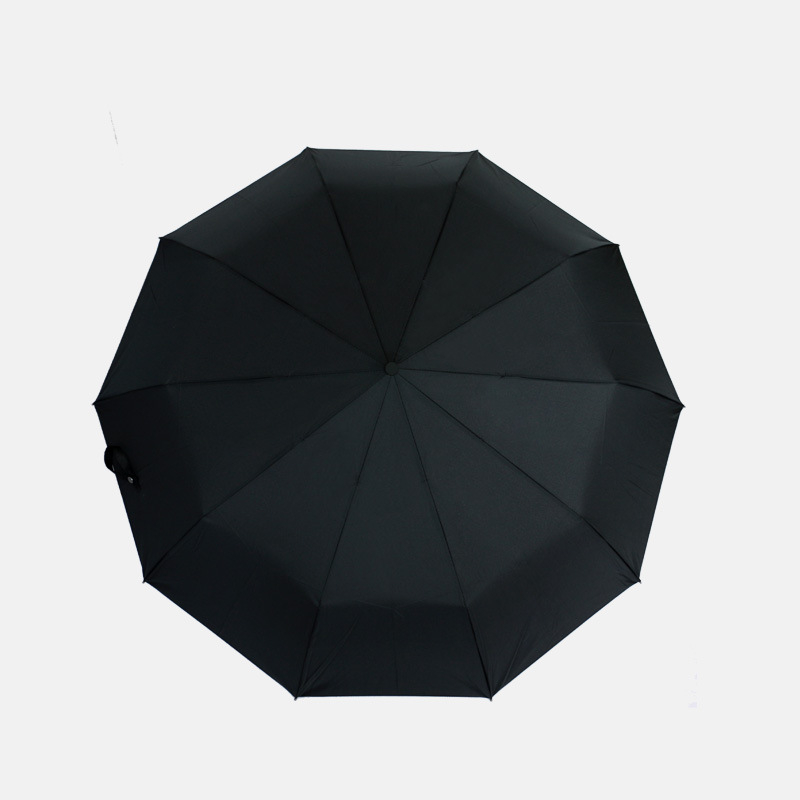 10-ribinis vėjo atsparus automatinis skėtis su išlenkta medine rankena, sulankstomas, saulės ir lietaus dviguba naudojimas