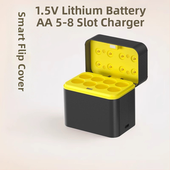 Умно зарядно за батерии AA с 8 гнезда, Type-C порт, вход 5V/2A, изход 5V DC 2A