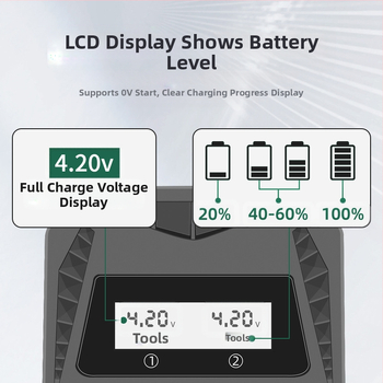 Двоен USB зарядно устройство за батерии с USB Type-C интерфейс, интелигентно зареждане за AA/AAA и батерии 18650/26650/21700/14500/16340/18500/16650; вход DC5.0V; изходи 4.2V 1A и 1.2V 1A.