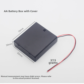 Кутия за батерии за четири AA клетки, с превключвател, капак и дебел проводник