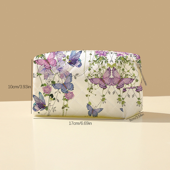 Qiantu unisex τσάντα καλλυντικών με ύφασμα ρομβοειδούς μοτίβου, γεωμετρικό σχέδιο, επένδυση από πολυεστέρα