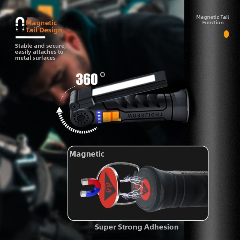 Работна лампа – многофункционална сгъваема преносима палаткова лампа с магнитно LED осветление за открито и поддръжка на автомобил