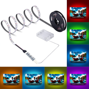 RGB LED szalag 24-gombos IR távirányítóval és akkumulátoros dobozzal, 5V, 30/60 LED, 120° megvilágítási szög, beltéri hangulatvilágítás