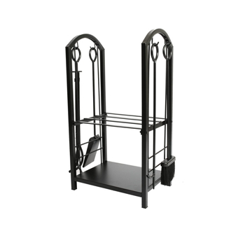 Euroopa stiilis kalts rauast pliidi tööriistade komplekt seinale kinnitatava malekohaga – neljaosaline komplekt, pastoraalne stiil, koduseks kasutamiseks