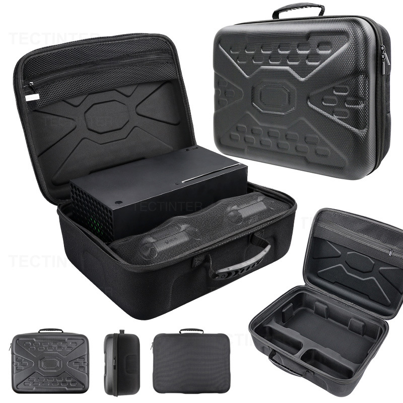 Xbox Series X кутия за съхранение на игрова конзола; PU кожа + EVA + фланел; Горещо пресован шев; Съвместими модели: XSS XSX; Тегло: 600 g; Произход: Shenzhen