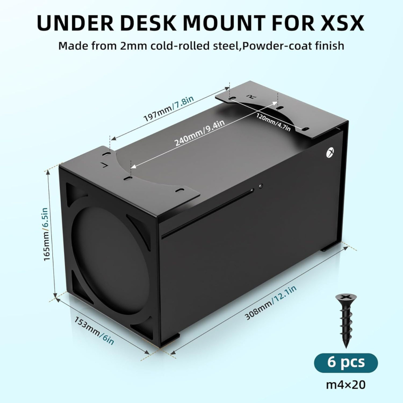 Íróasztal alatti Xbox Series X|S tároló állvány rejtett tárral és szellőztetéssel