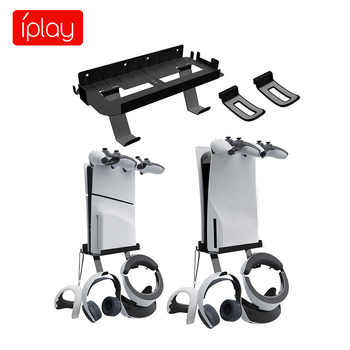 PS5 sieninis laikiklis su ausinių laikikliu PS5, PS5 Slim, PS5 Pro ir PS5 VR2 | Metalas + ABS, 445 g