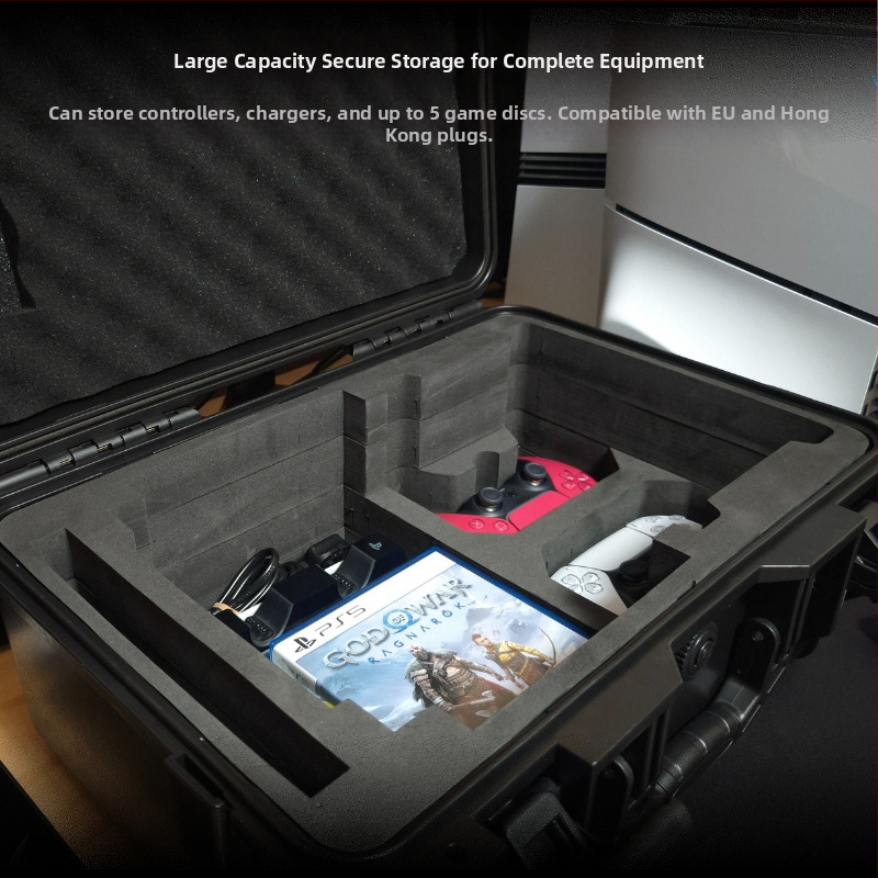 PS5 Slim кутия за съхранение, ABS+EVA материал, инжекционно формована, съвместима с PS5 Slim конзола, тегло 3.6 кг, включва 1 кутия за съхранение
