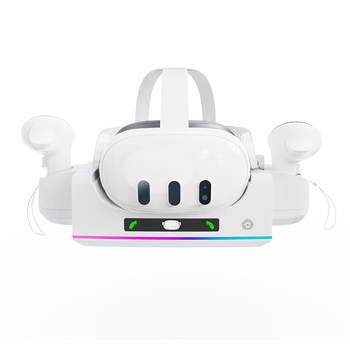 Βάση φόρτισης για τα χειριστήρια VR Meta Quest 3S/Quest 3, τοίχο-τοποθέτηση, USB-C καλώδιο περιλαμβάνεται, RGB ένδειξη φωτός, ABS κατασκευή