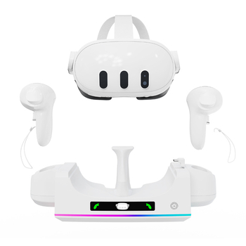 Βάση φόρτισης για τα χειριστήρια VR Meta Quest 3S/Quest 3, τοίχο-τοποθέτηση, USB-C καλώδιο περιλαμβάνεται, RGB ένδειξη φωτός, ABS κατασκευή