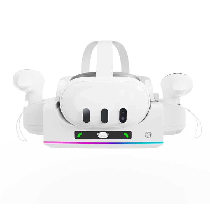 Bază de încărcare pentru controllerele VR Meta Quest 3S/Quest 3, montare pe perete, cablu USB-C inclus, indicator RGB, corp ABS