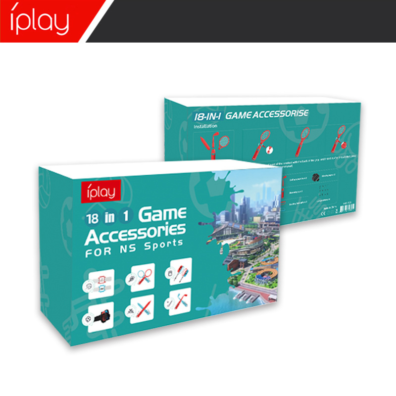 Σετ εξαρτημάτων σωματικής αντίληψης για Nintendo Switch, 18 σε 1, ABS, περιλαμβάνει λαβές, ρακέτες τένις, φωτεινά σπαθιά, ρακέτες γκολφ, λουριά, βραχιολάκια και κορδόνια