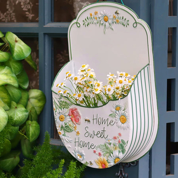 Ευρωπαϊκό ρετρό κρεμαστό στον τοίχο καλάθι για λουλούδια, σιδερένιο, για εσωτερική/εξωτερική διακόσμηση, με υφή ενυδατικού φινιρίσματος