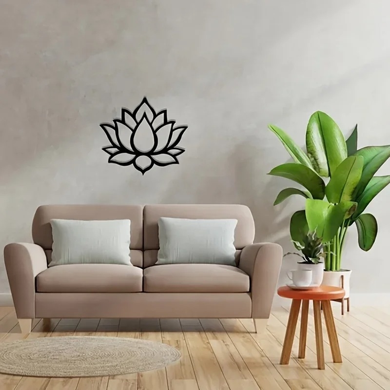 Željezni zidni ukras s motivom lotosa – 1 komad