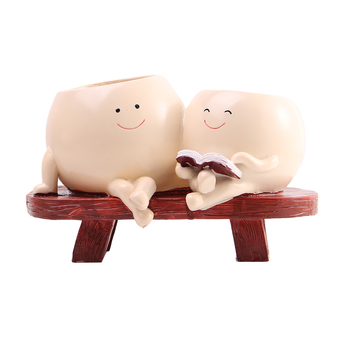 Γλάστρα από ρητίνη με μοτίβο μητέρα και κόρη που διαβάζουν — διακοσμητικό Congxuan