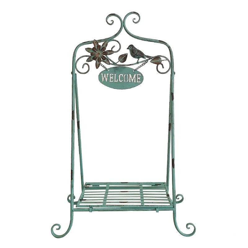 Geležinis vazonėlių stovas, sulankstomas, grindų stovas, idiliško stiliaus