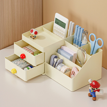 Επιτραπέζιο κουτί αποθήκευσης με διαμερίσματα για καλλυντικά και γραφική ύλη – Μοντέλο W2036, 2L, Υλικό HIPS+PS+PP, μοντέρνο μινιμαλιστικό στυλ