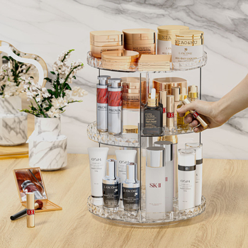 Zijian Ακρυλική 360° Περιστρεφόμενη βάση για κραγιόν, Επιτραπέζιος Οργανωτής Καλλυντικών, Στυλ Φωτεινός Λούξ, Λανσάρισμα Φθινόπωρο 2023