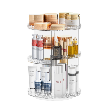 Zijian Ακρυλική 360° Περιστρεφόμενη βάση για κραγιόν, Επιτραπέζιος Οργανωτής Καλλυντικών, Στυλ Φωτεινός Λούξ, Λανσάρισμα Φθινόπωρο 2023