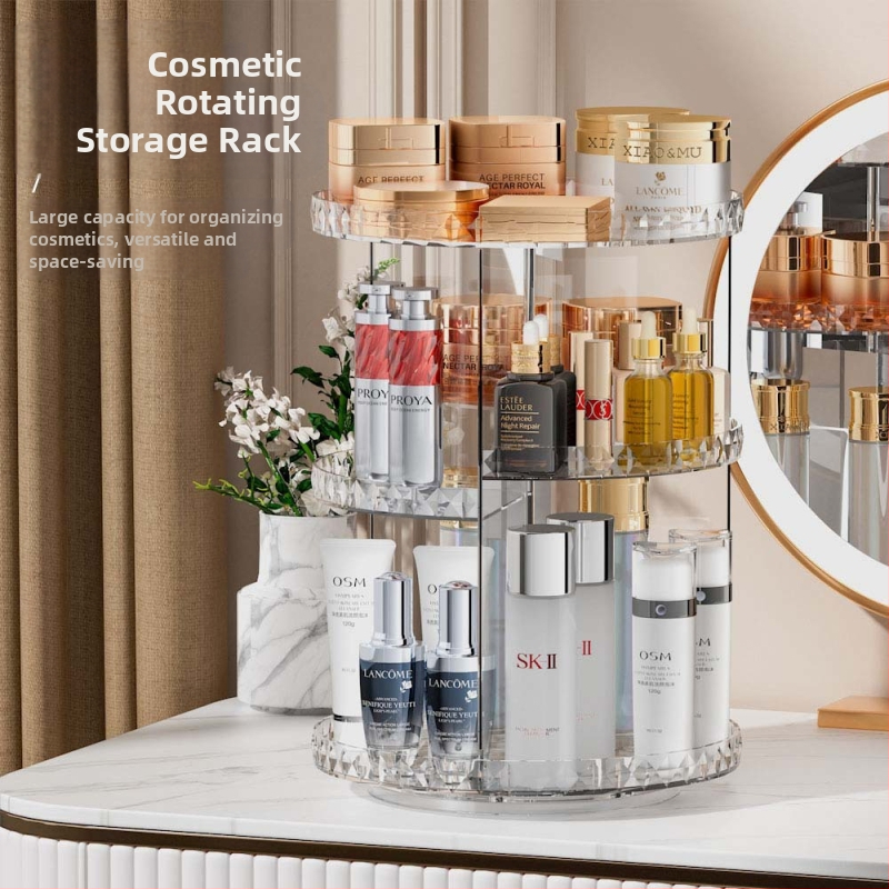 Zijian Akrila 360° rotējošs lūpu krāsu displeja statīvs, galda kosmētikas organizētājs, gaišā luksusa stils, izlaišana 2023. gada rudens