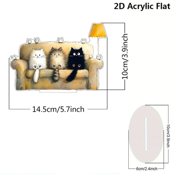 Акрилна карикатурна котка за бюро, декоративна пластмасова украса, UV печат, подходящ подарък