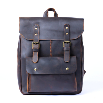 Hátizsák felső réteg borjúbőrből, akadémiai stílus, kopásálló, kapacitás 20 L alatt
