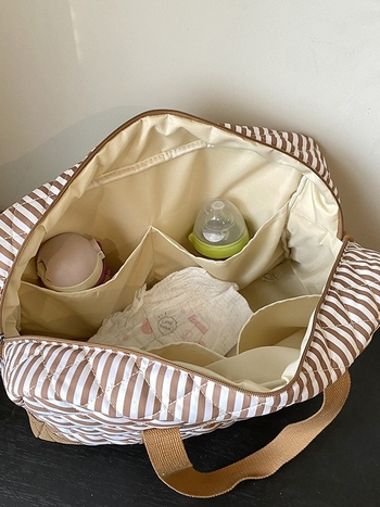 Γυναικεία tote τσάντα, μεγάλη χωρητικότητα, ελαφριά, καπιτονέ βαμβάκι-λινό, ριγέ σχέδιο, καμπύλη ιμάντας ώμου