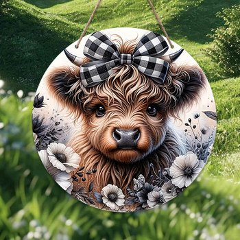 Κύκλιο ξύλινο σήμα πόρτας με εκτύπωση — διακοσμητικό τοίχου οικίας, κατάλληλο ως δώρο