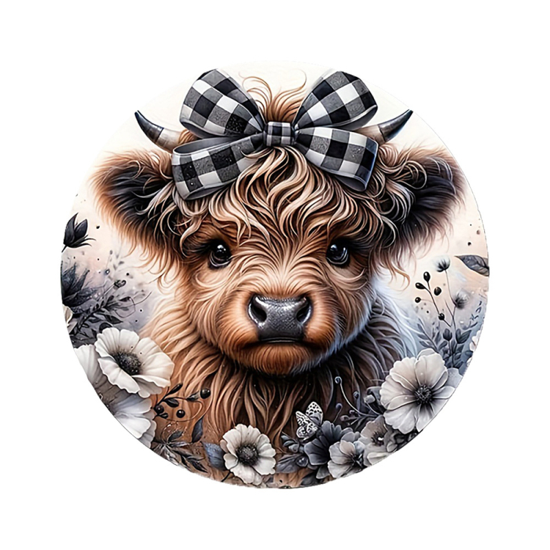 Κύκλιο ξύλινο σήμα πόρτας με εκτύπωση — διακοσμητικό τοίχου οικίας, κατάλληλο ως δώρο