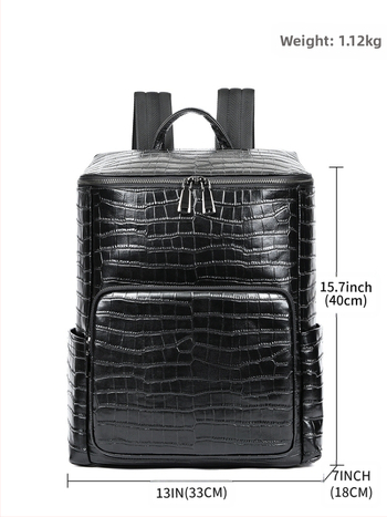 Ανδρική τσάντα πλάτης από γνήσιο δέρμα – κορυφαίο στρώμα βοδινό δέρμα, μαξιλαρωμένοι ιμάντες, χωρητικότητα έως 20 L, συμβατή με φορητό υπολογιστή 15 ιντσών, για επιχειρηματικά ταξίδια