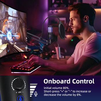 GB2020 RGB πυκνωτικό μικρόφωνο USB σετ με Bluetooth 5.0, καρδιοειδές pickup, φάσμα 100Hz-20kHz, SNR ≥75dB