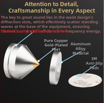 Αλουμινένια πόδια για ηχεία και εξοπλισμό ήχου με αντιδονητικές βάσεις (υλικό: κράμα αλουμινίου; εφαρμογή: ηχεία, CD-παίκτης, ενισχυτές; λειτουργία: απορρόφηση κραδασμών)