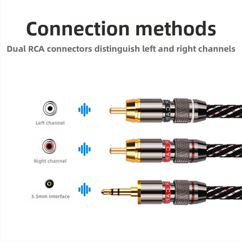 YYAUDIO καλώδιο ήχου 3,5 mm στερεο προς δύο RCA για συστήματα ήχου/βίντεο, ROHS πιστοποίηση