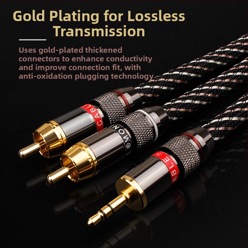 YYAUDIO καλώδιο ήχου 3,5 mm στερεο προς δύο RCA για συστήματα ήχου/βίντεο, ROHS πιστοποίηση