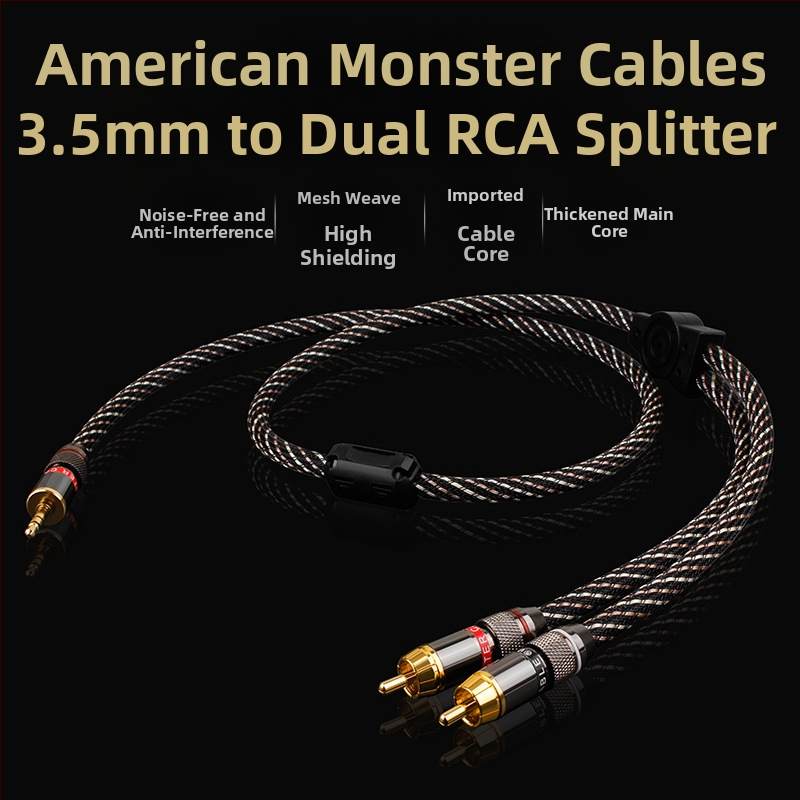 YYAUDIO καλώδιο ήχου 3,5 mm στερεο προς δύο RCA για συστήματα ήχου/βίντεο, ROHS πιστοποίηση