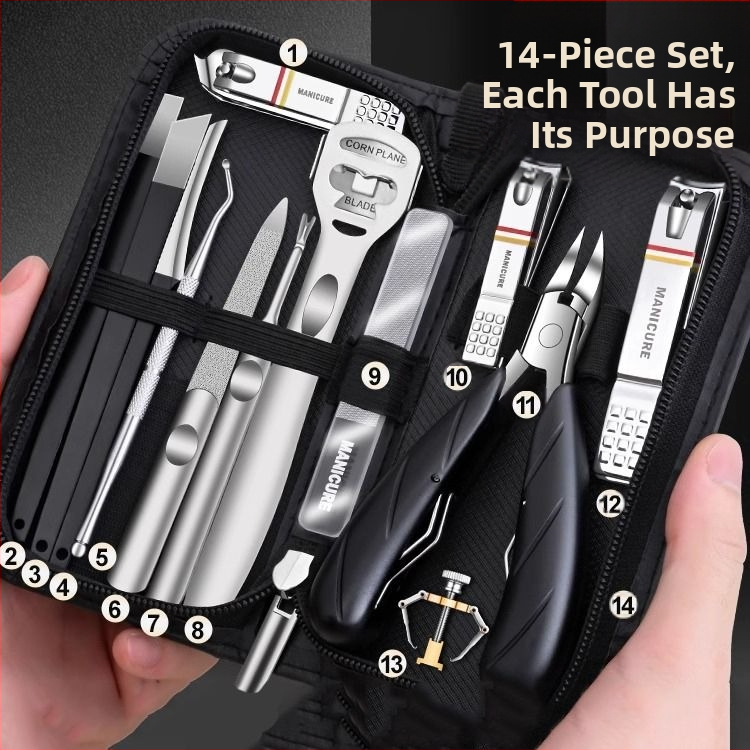 Педикюрен комплект с клещи за нокти и ножици – преносим, домашен модел, неръждаема стомана