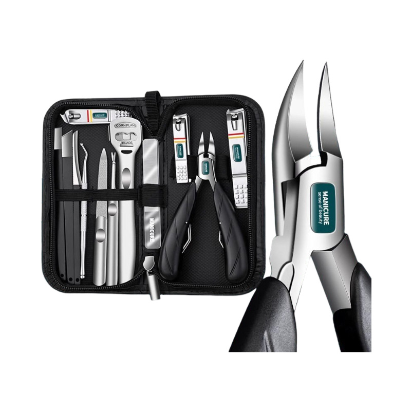 Педикюрен комплект с клещи за нокти и ножици – преносим, домашен модел, неръждаема стомана