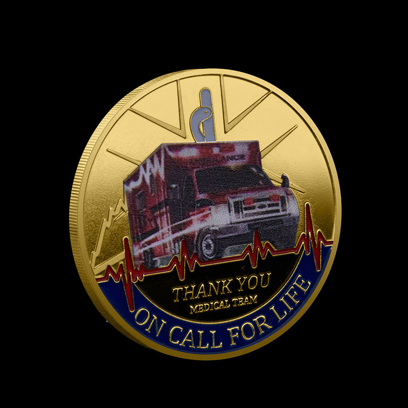 Medalie memorială din fier – Echipaj medical de pe ambulanță, cadou de birou, amintire turistică.
