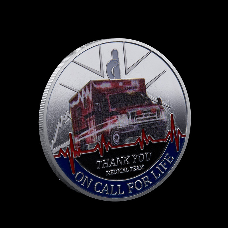 Medalie memorială din fier – Echipaj medical de pe ambulanță, cadou de birou, amintire turistică.