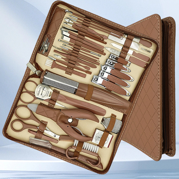 Σετ εργαλείων περιποίησης νυχιών για μανικιούρ και πεντικιούρ: νυχοκοπτικό, τσιμπίδες για αυλάκια νυχιών, μαχαίρι φρυδιών, λίμα ποδιών και πολύλειτουργικά τσιμπιδάκια – χάλυβας άνθρακα, ανοξείδωτος χάλυβας και πλαστικό